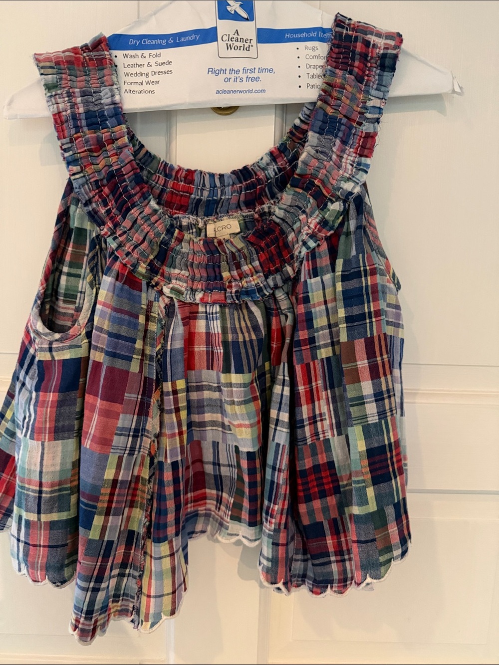 Pilcro Plaid Smocked Tank Top - Multicolor